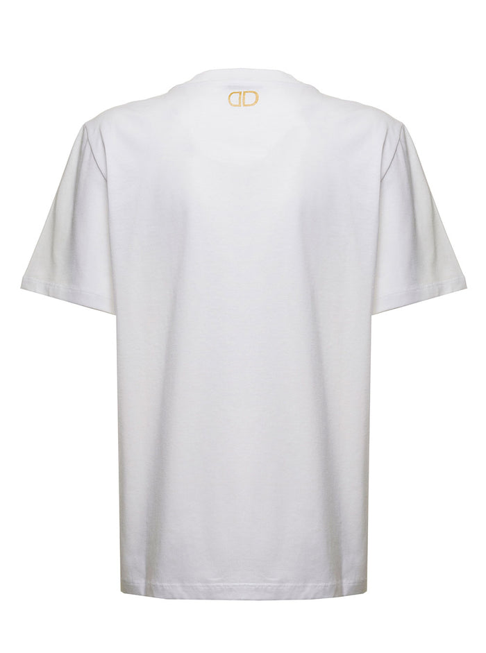 Douuod Womans White Cotton T-Shirt With Logo Tshirts And Polo Shirts