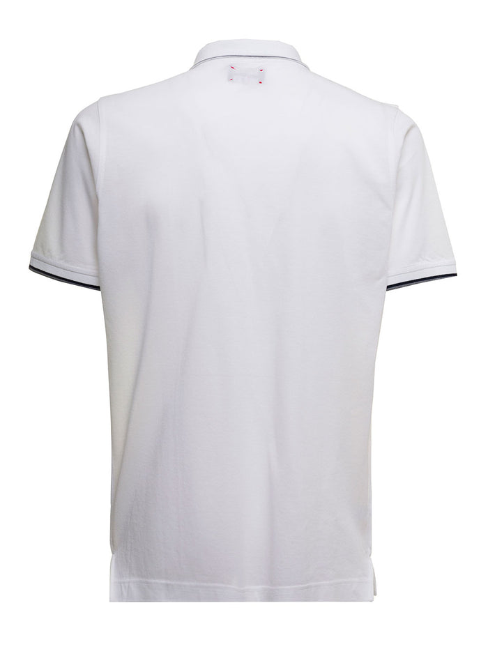 Kiton Mans White Piquet Cotton Polo Shirt Tshirts And