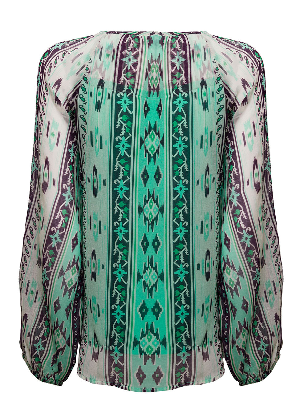 Molin Womans Ingrid Viscose Ikat Printed Blouse Green Shirts And Blouses