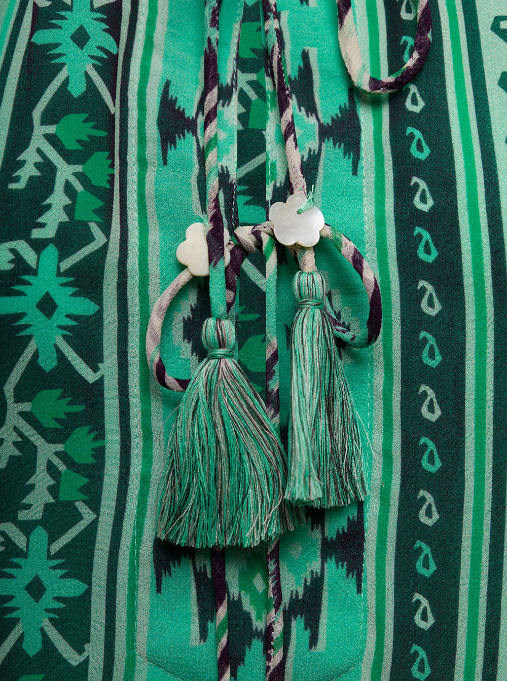 Molin Womans Ingrid Viscose Ikat Printed Blouse Green Shirts And Blouses