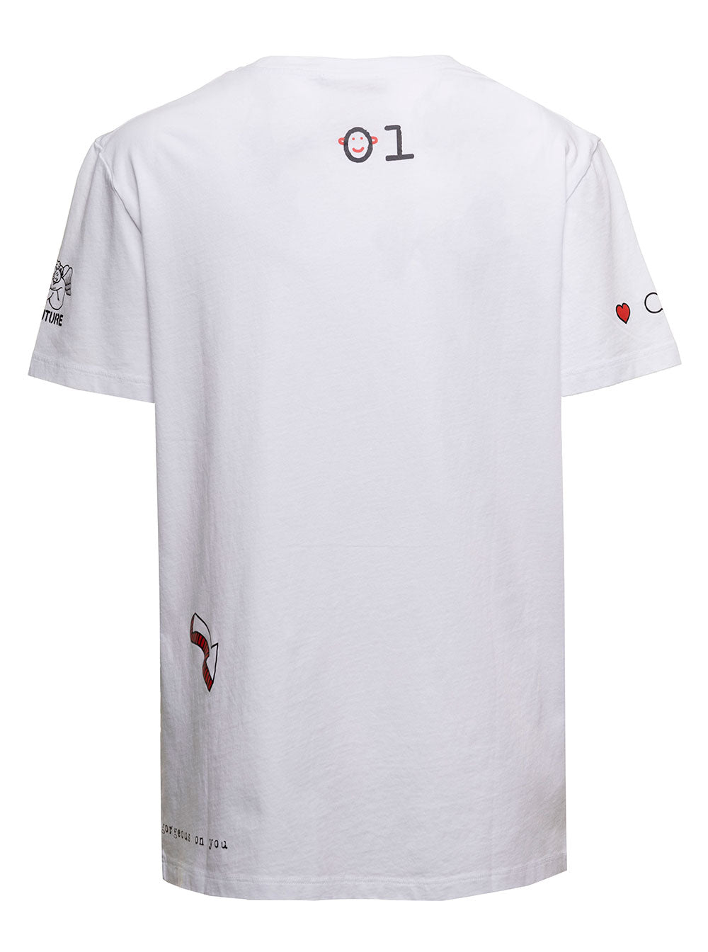 Semicouture Womans White Cotton T-Shirt With Logo Print Tshirts And Polo Shirts