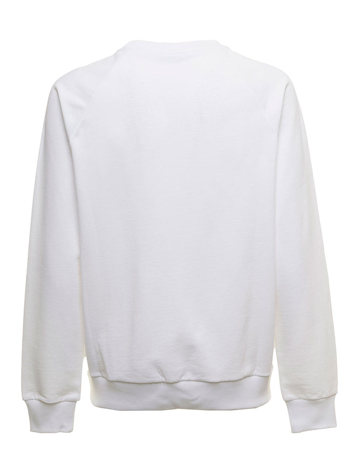 Balmain Mans White Organic Cotton Sweatshirt With Logo Sweatshirts