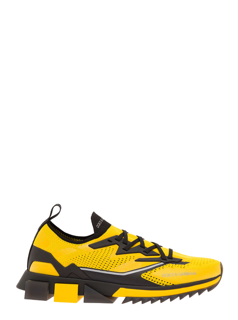 Dolce & Gabbana Mans Yellow And Black Mesh Sorrento Sneakers Polyester Viscose