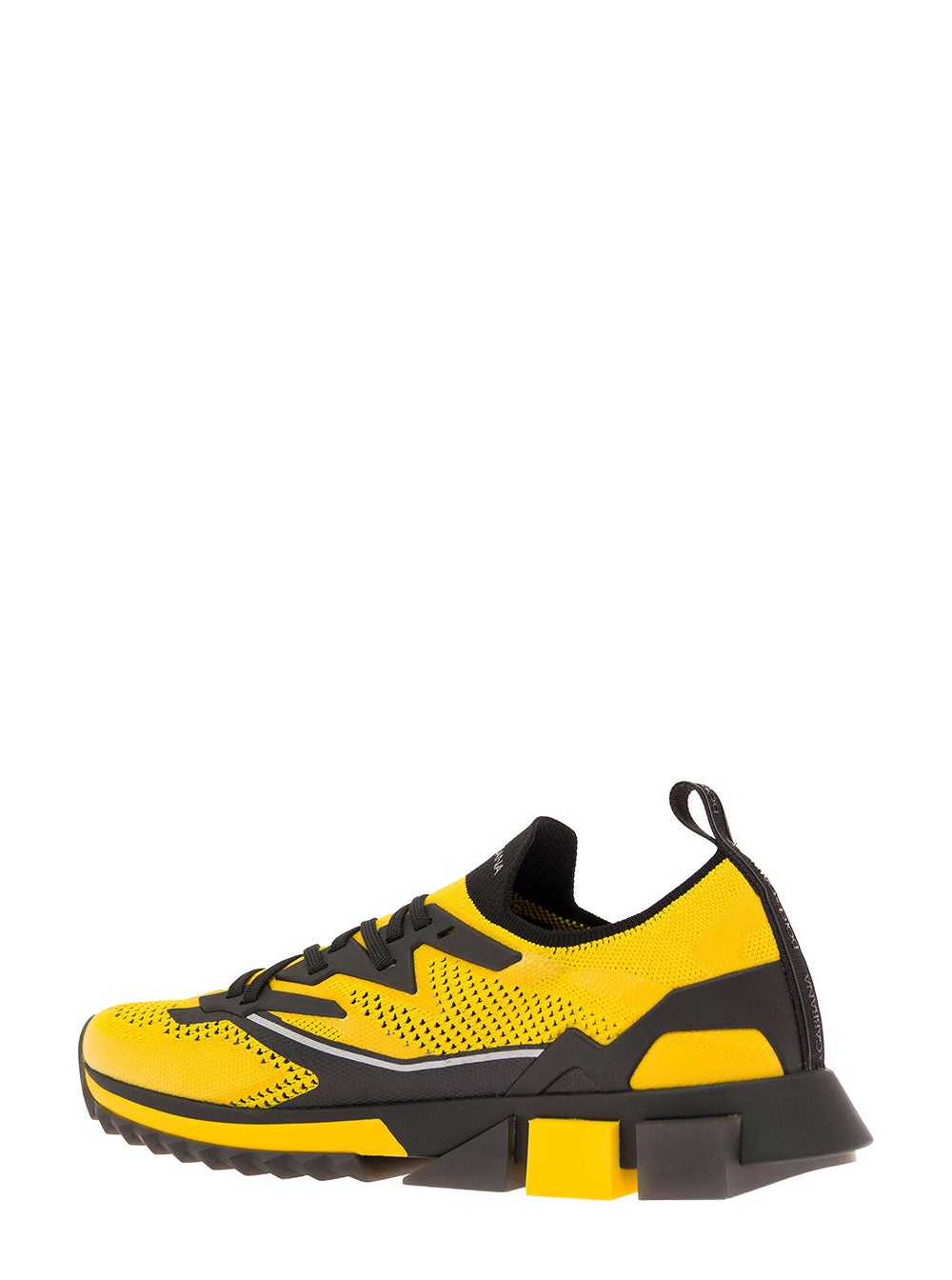 Dolce & Gabbana Mans Yellow And Black Mesh Sorrento Sneakers Polyester Viscose