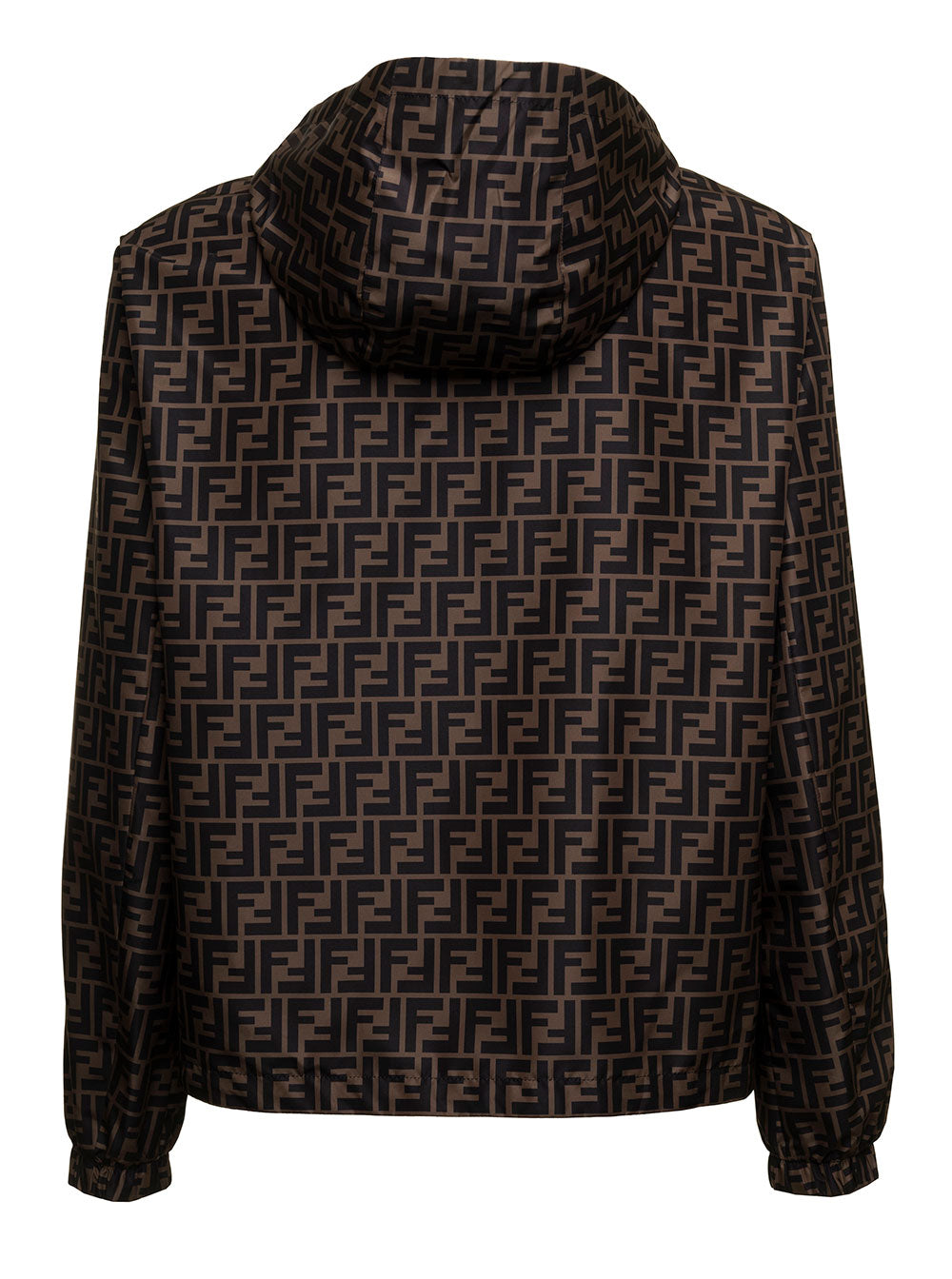Fendi Mans Ff Reversible Nylon Jacket Brown Polyester