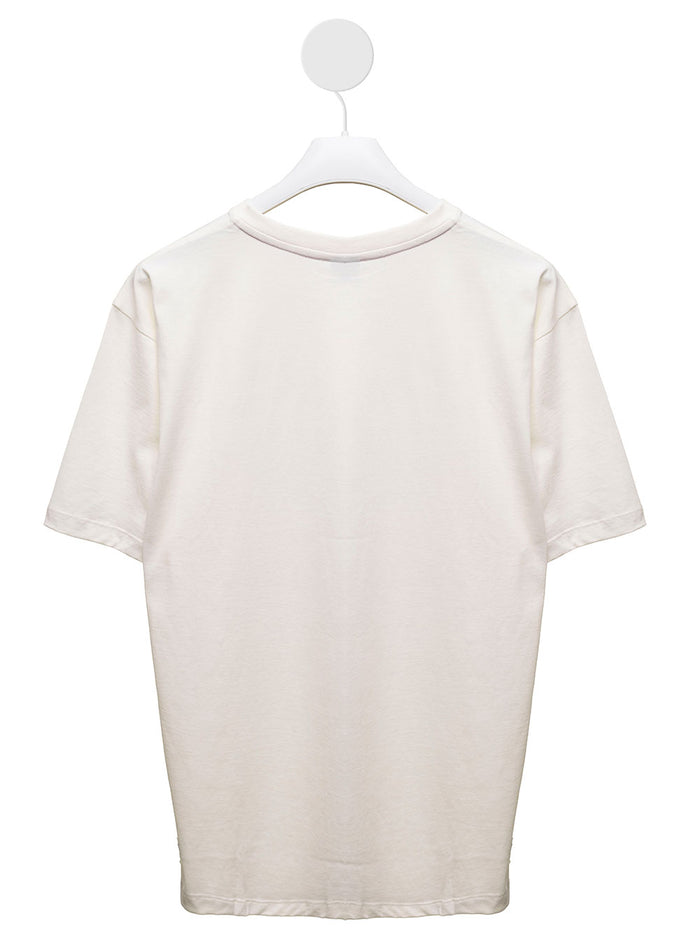 Gcds Kids Boys White Cotton T-Shirt With Logo Patch Elastane Tshirts And Polo Shirts