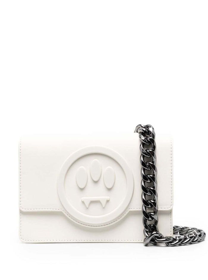 Barrow Womans White Crossbody Bag With Embossed Logo Polyurethane
