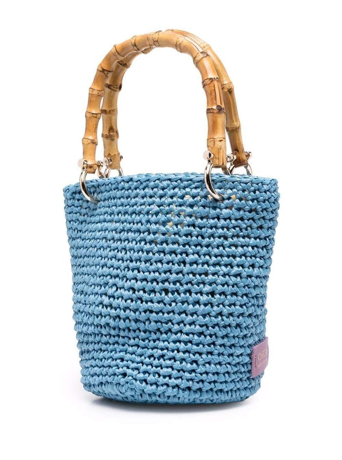 Chica Womans Light Blue Raffia Bucket Bag Blu Rafia Crossbody