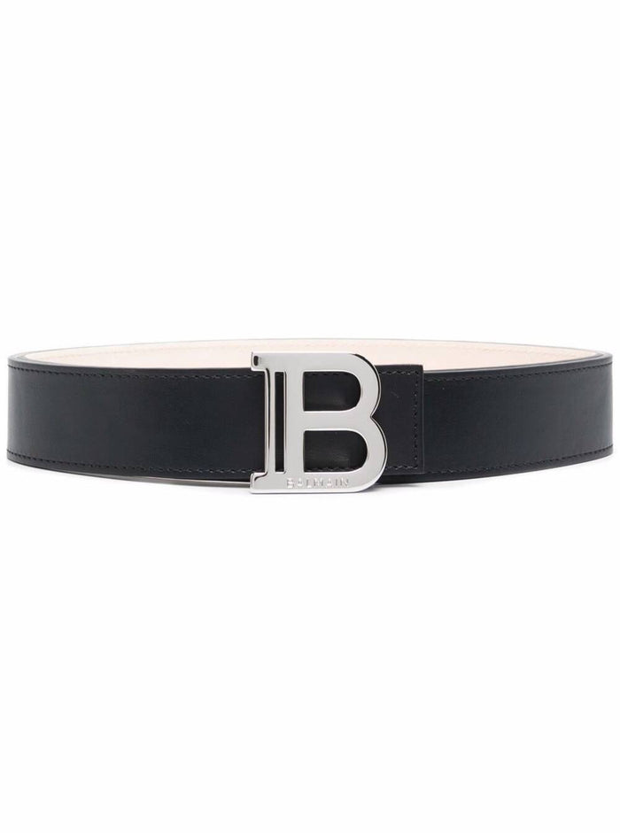 Balmain Mans B-Belt Black Leather Belt Calf