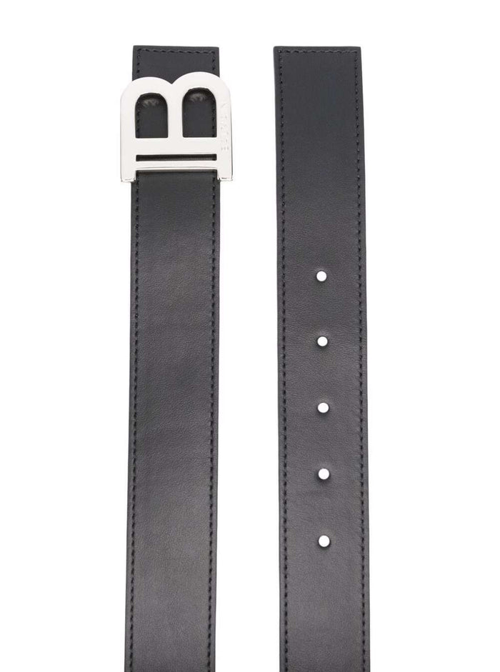 Balmain Mans B-Belt Black Leather Belt Calf