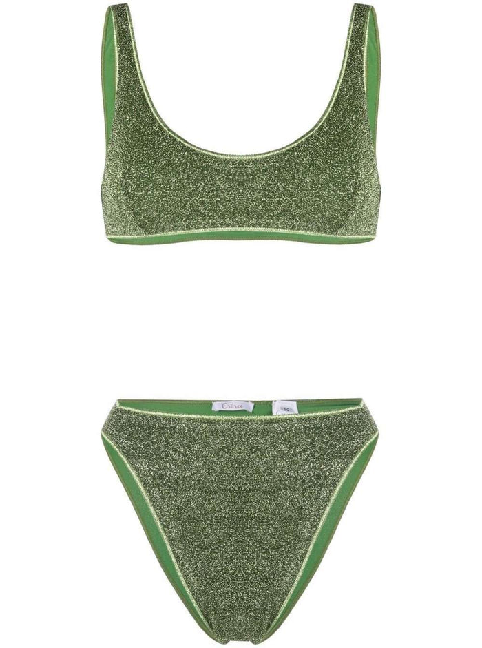 Oséree Womans Lumière 90s Lurex Green Bikini Polyamide Metallic Beachwear