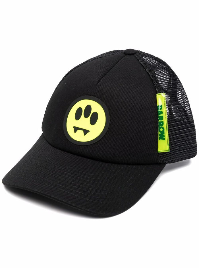 Barrow Mans Black Nylon Tracker Cap With Logo Print Polyamide Hats And Gloves