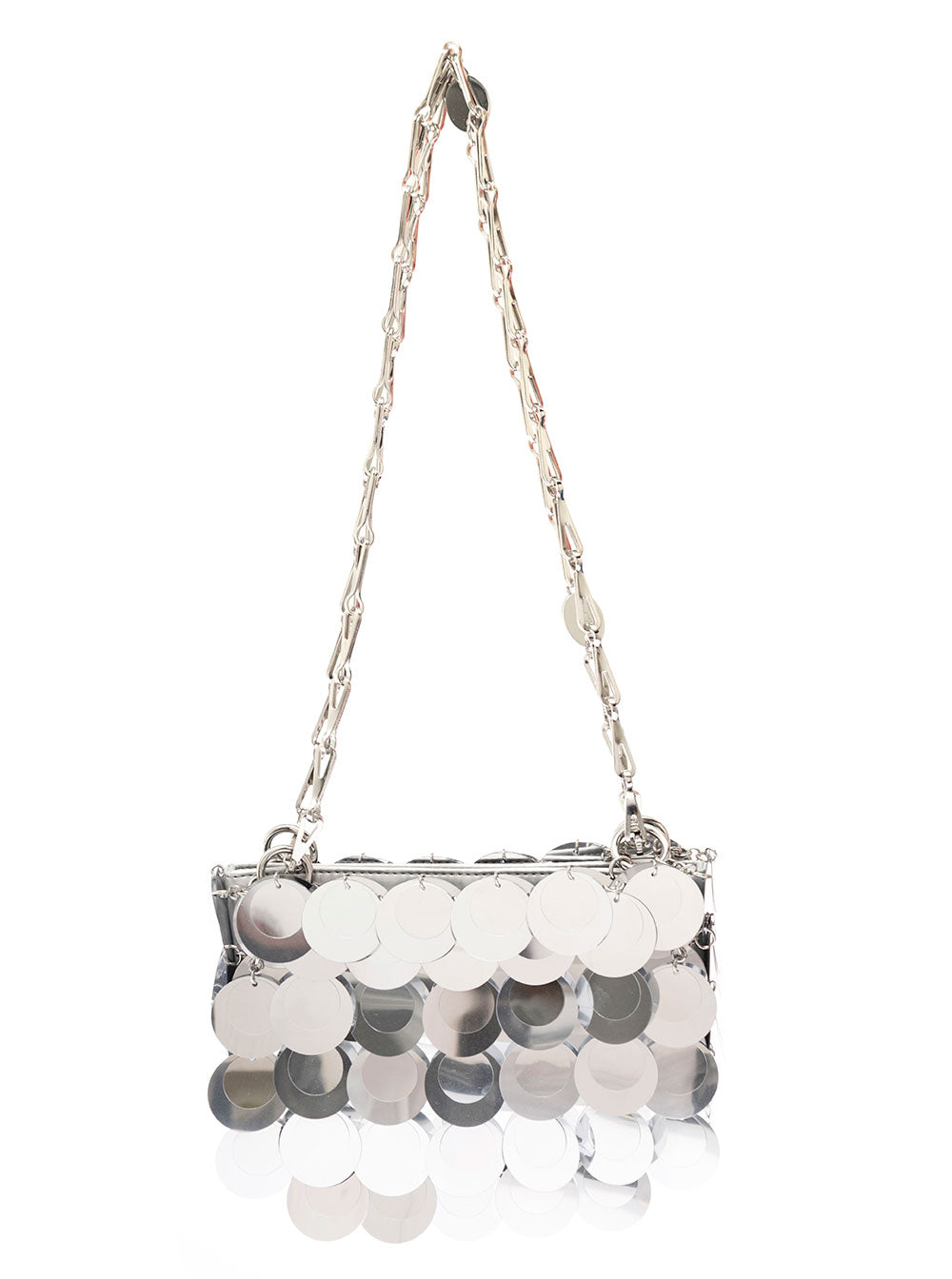 Paco Rabanne Womans Sparkle Silver Sequins Shoulder Bag Metallic Plastic