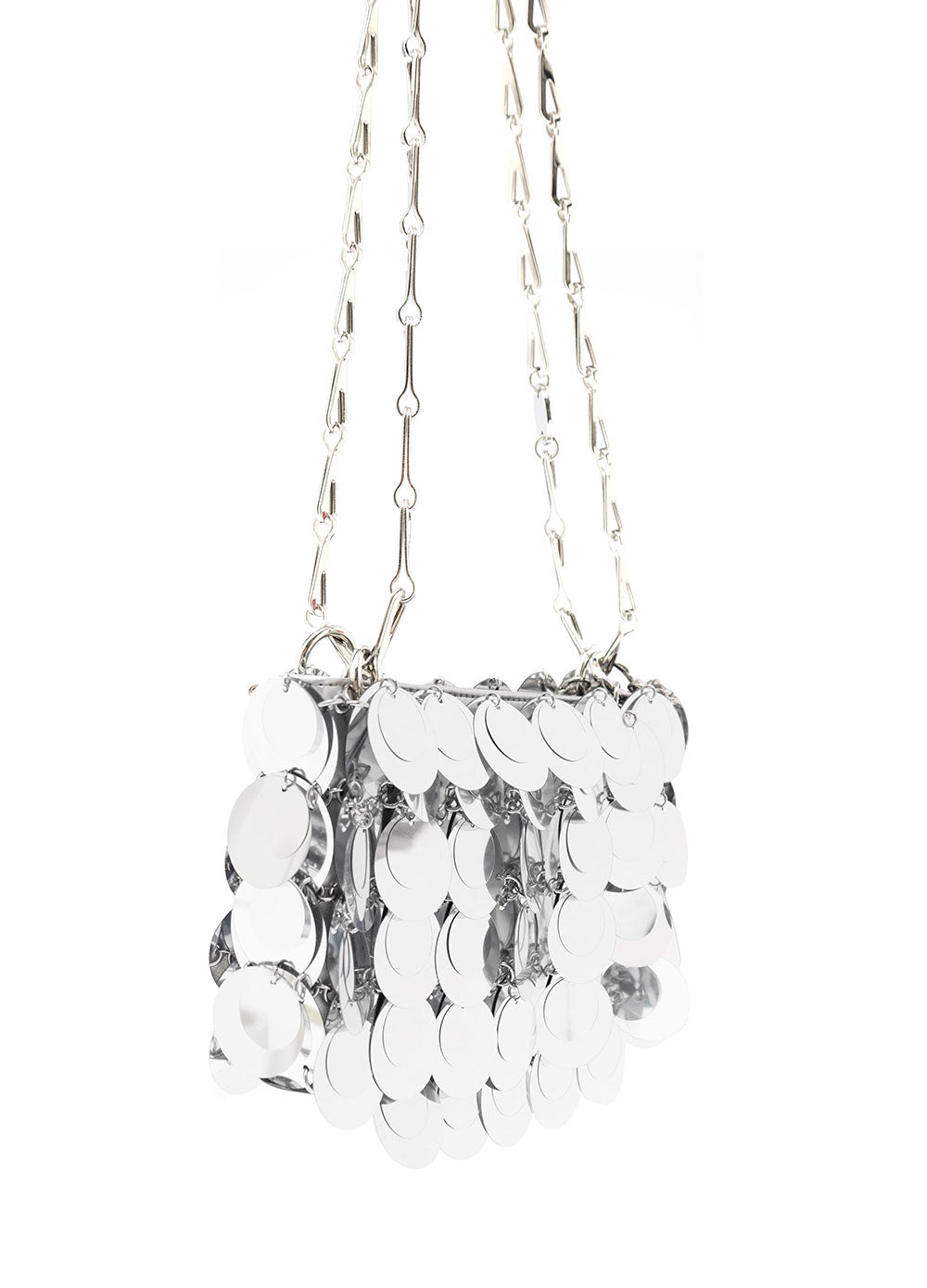 Paco Rabanne Womans Sparkle Silver Sequins Shoulder Bag Metallic Plastic