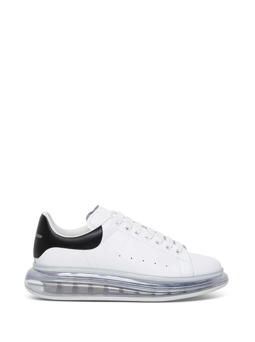 Alexander Mcqueen Mans Oversize White Leather Sneakers With Black Heel Tab Calf