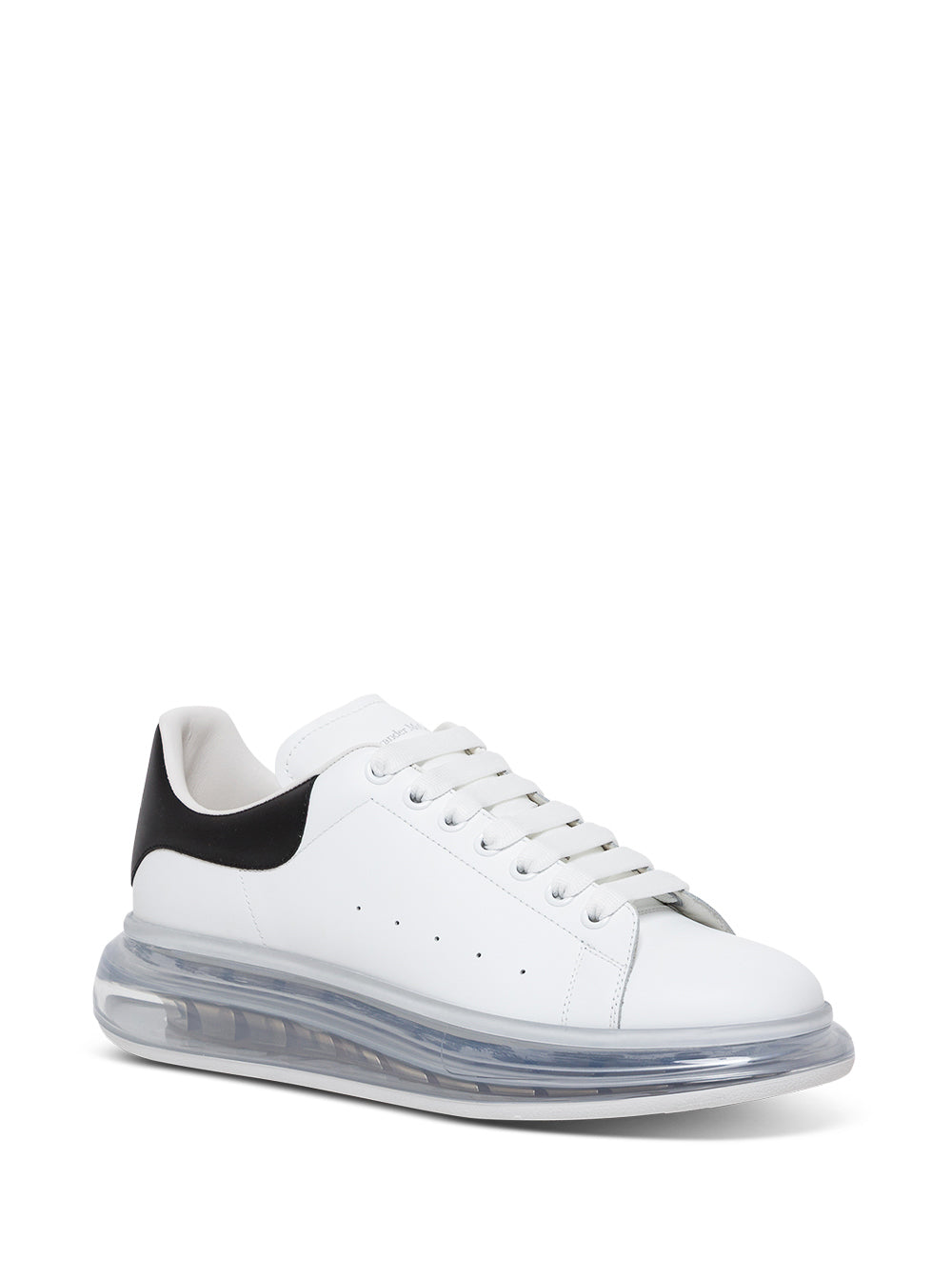 Alexander Mcqueen Mans Oversize White Leather Sneakers With Black Heel Tab Calf