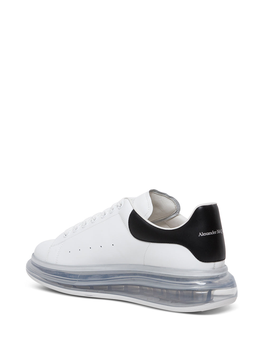 Alexander Mcqueen Mans Oversize White Leather Sneakers With Black Heel Tab Calf