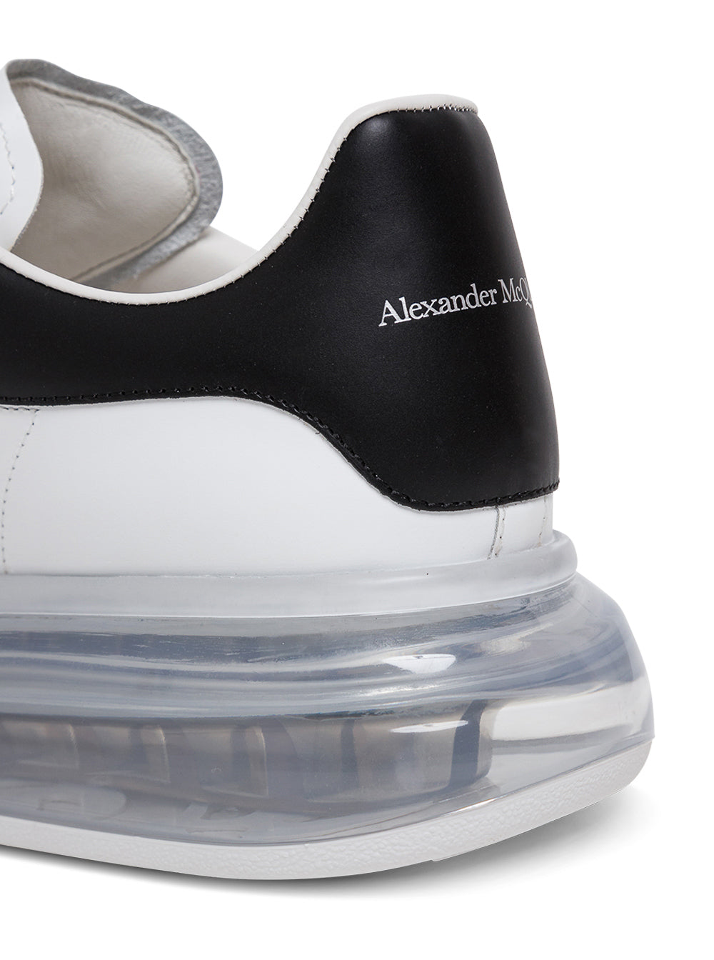 Alexander Mcqueen Mans Oversize White Leather Sneakers With Black Heel Tab Calf