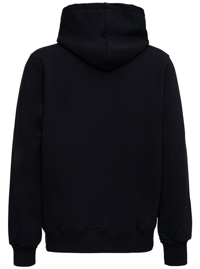 Amiri Mans Black Jersey Hoodie With Logo Print Cotton Sweatshirts