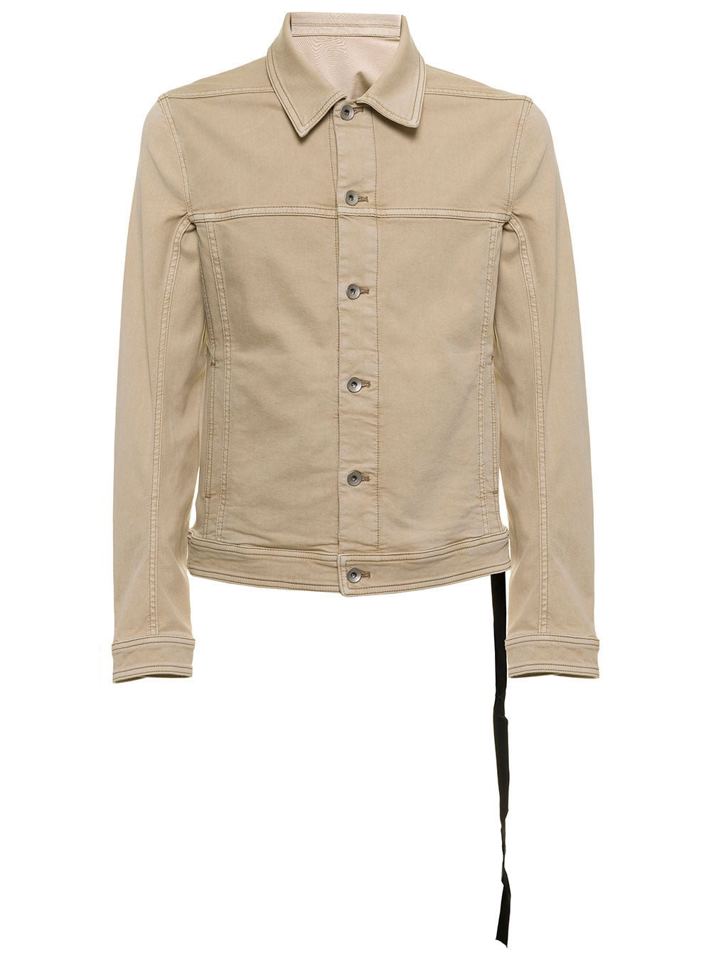 Single-Breasted Beige Cotton Jacket Drkshdw Man Polyester Rubber Blazers