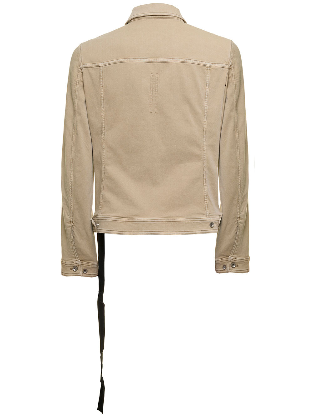Single-Breasted Beige Cotton Jacket Drkshdw Man Polyester Rubber Blazers