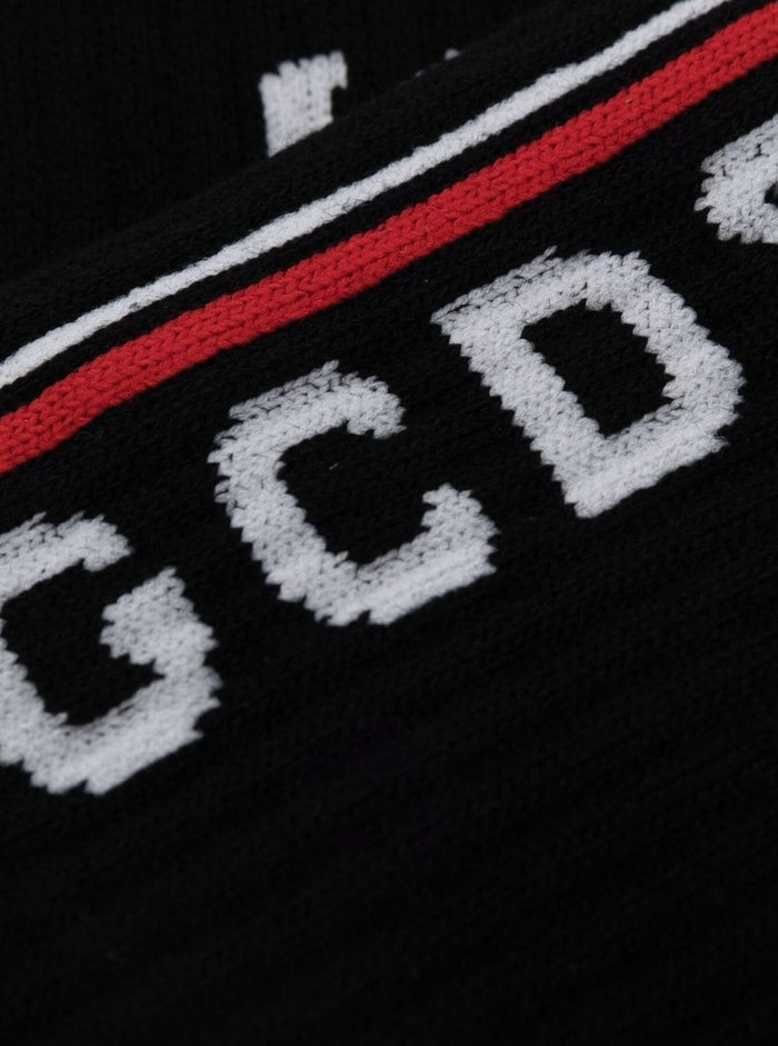 Gcds Mans Cute Tape Cotton Socks With Logo Black Polyester Elastane Underwear