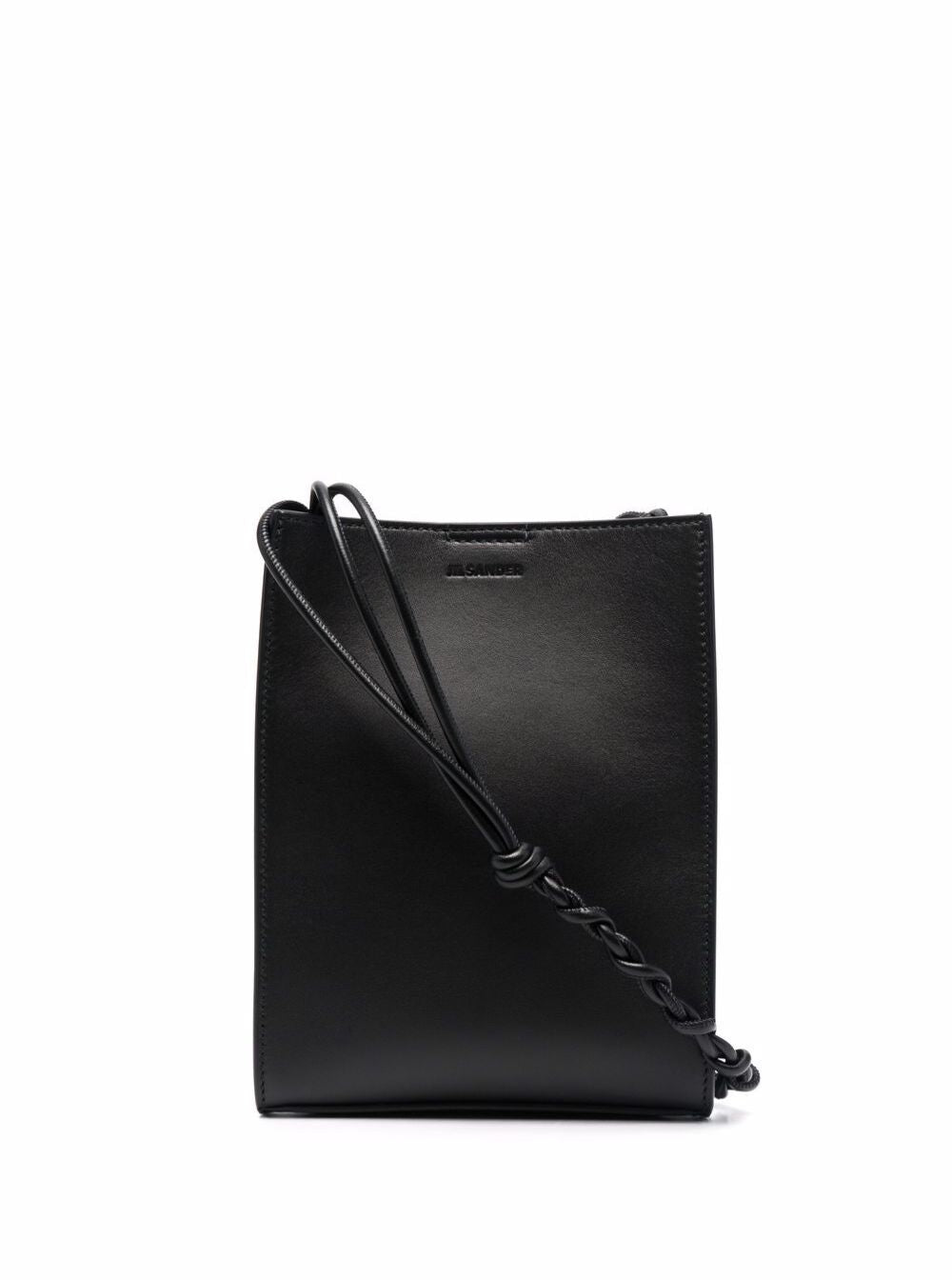 jil Sande Mans Messenger Tangle Sm Black Leather Crossbody Bag Calf