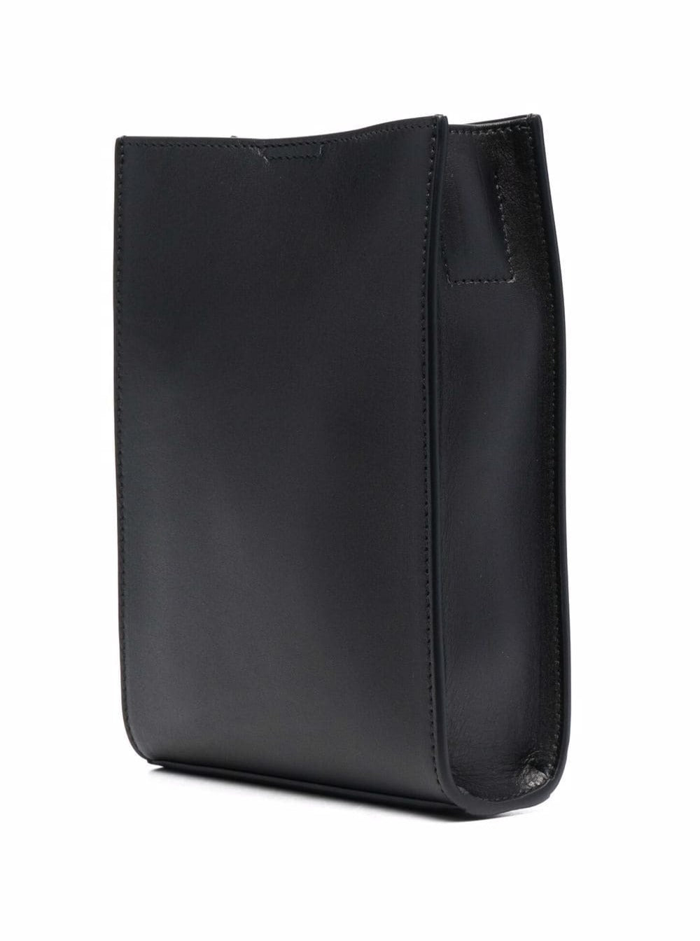jil Sande Mans Messenger Tangle Sm Black Leather Crossbody Bag Calf