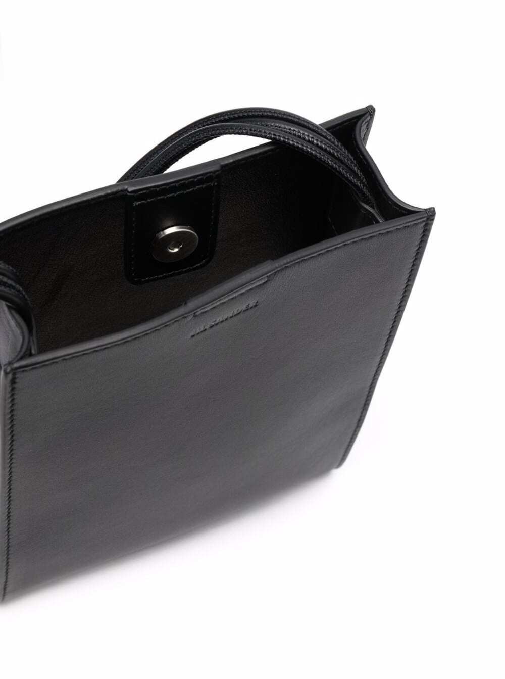 jil Sande Mans Messenger Tangle Sm Black Leather Crossbody Bag Calf