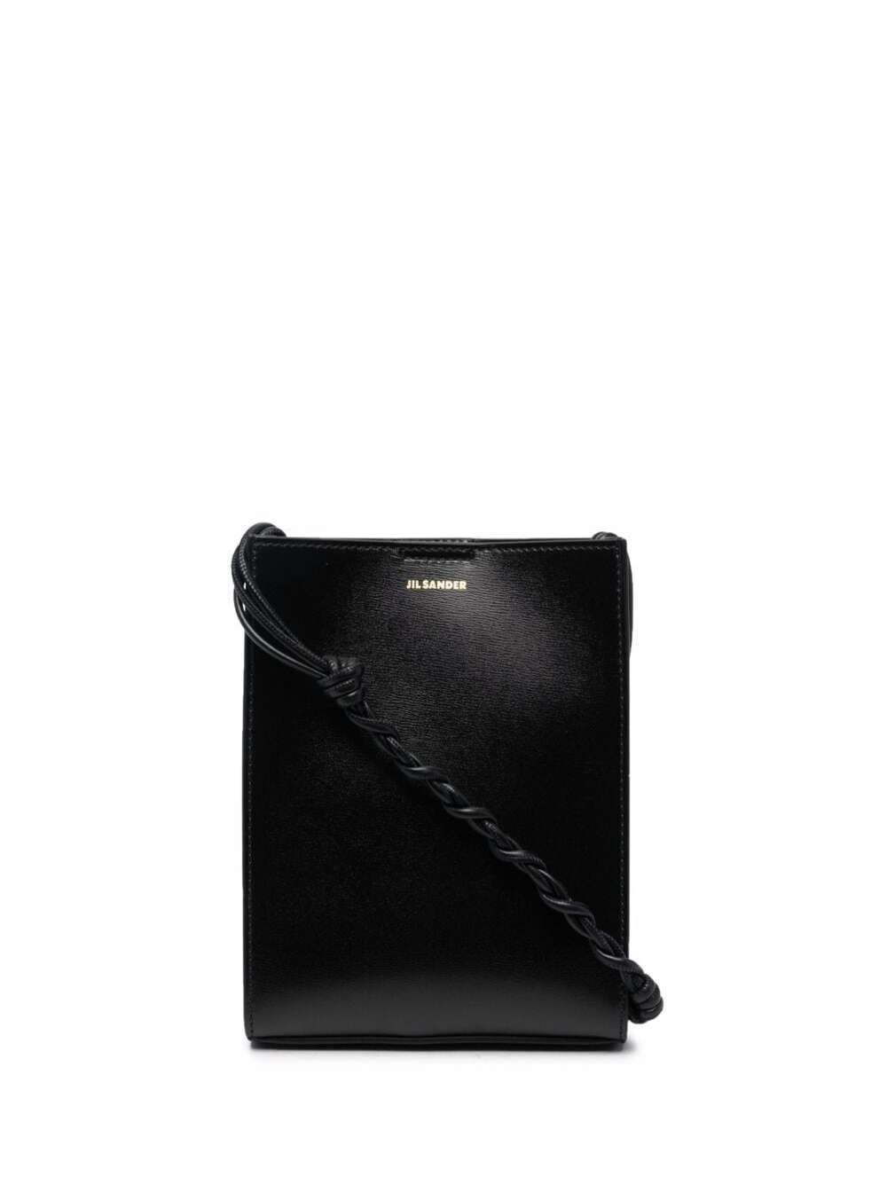 Jil Sander Womans Tangle Sm Black Leather Crossbody Bag With Logo Calf