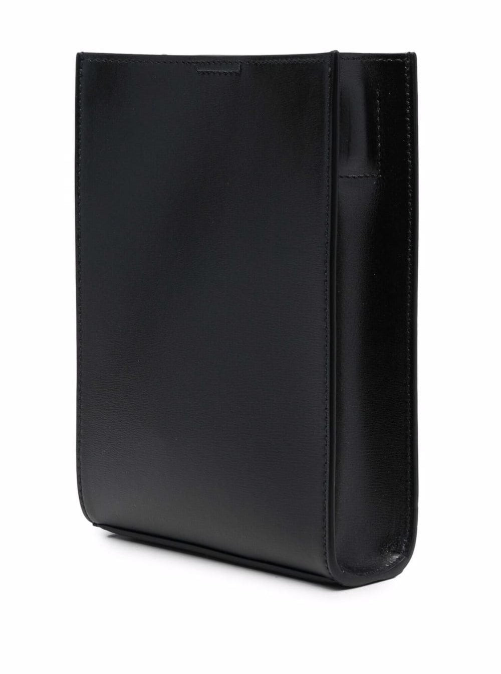 Jil Sander Womans Tangle Sm Black Leather Crossbody Bag With Logo Calf
