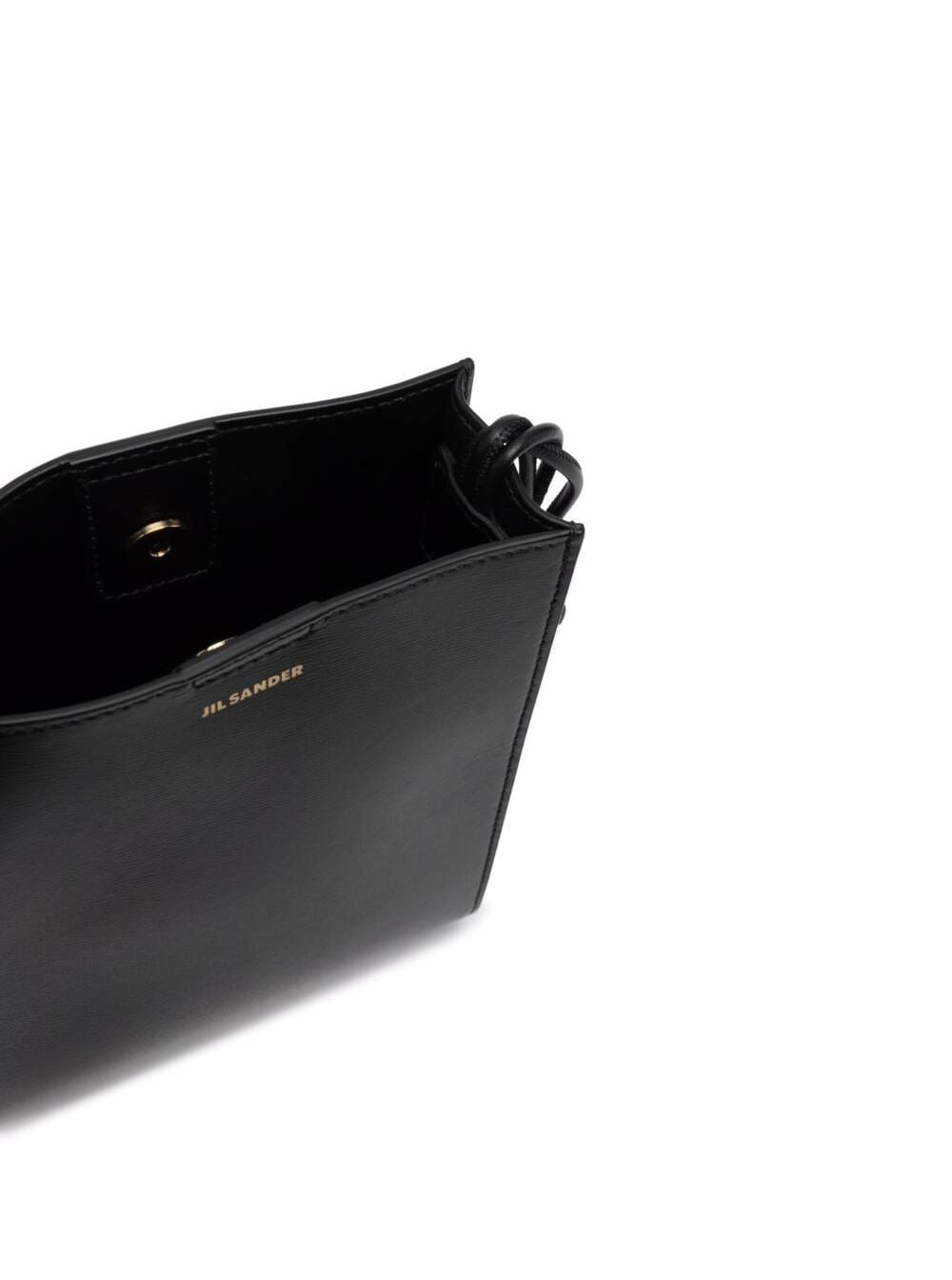 Jil Sander Womans Tangle Sm Black Leather Crossbody Bag With Logo Calf