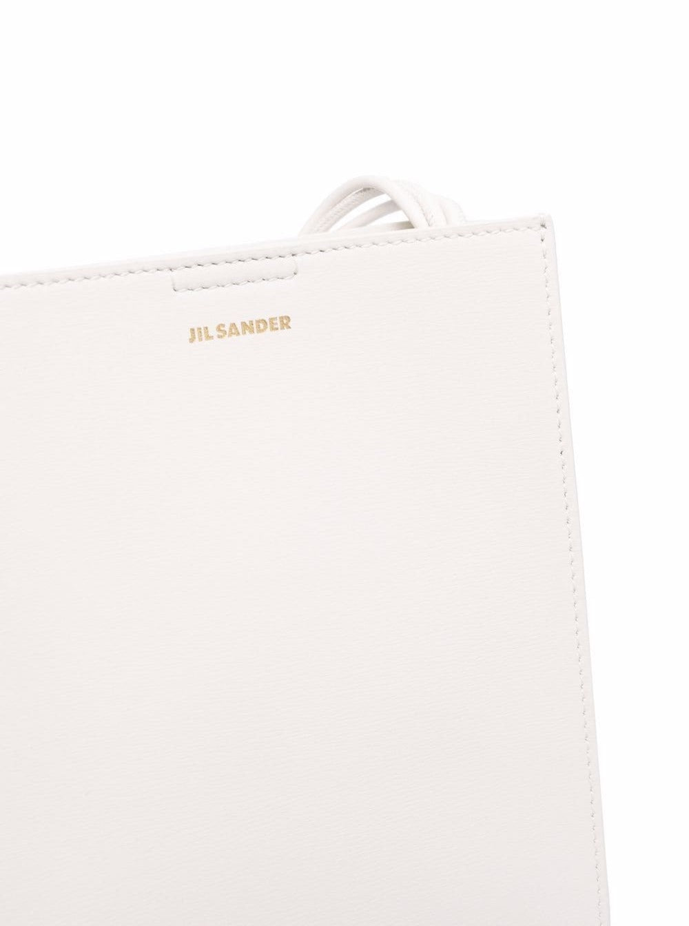Jil Sander Womans Tangle Sm White Leather Crossbody Bag With Logo Calf
