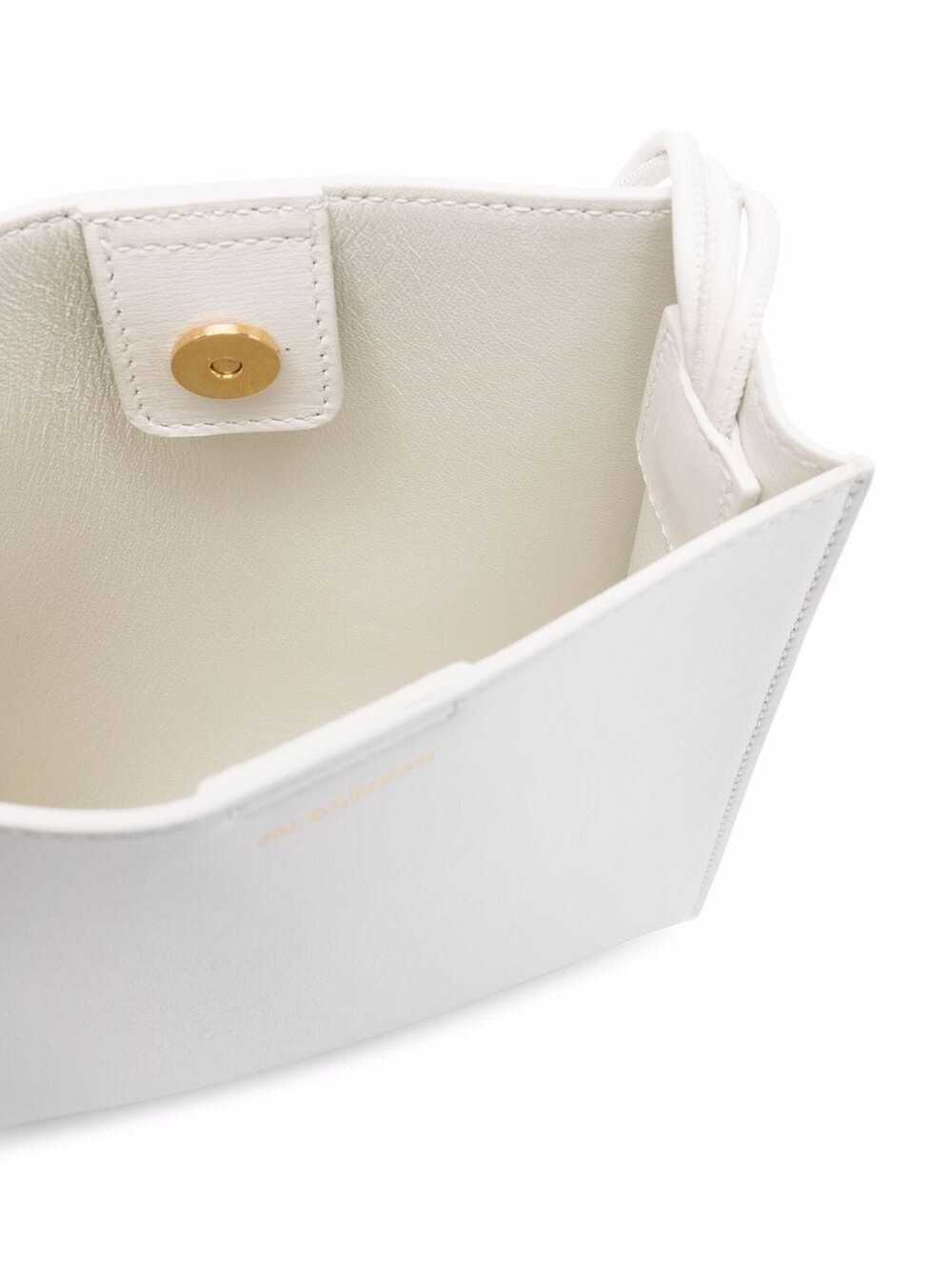 Jil Sander Womans Tangle Sm White Leather Crossbody Bag With Logo Calf