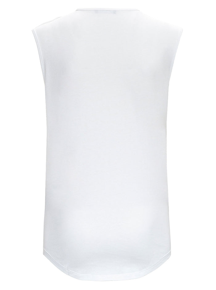 3 Btn Balmain Printed Tank Top White Tshirts And Polo Shirts