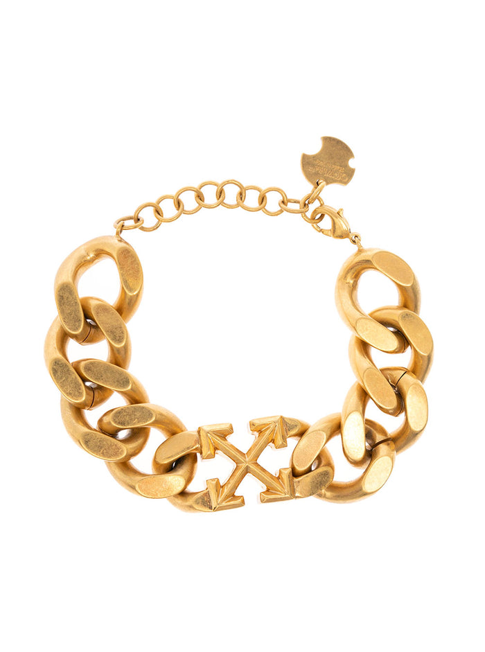Off White Womans Gold Metal Arrown Chain Bracelet Metallic