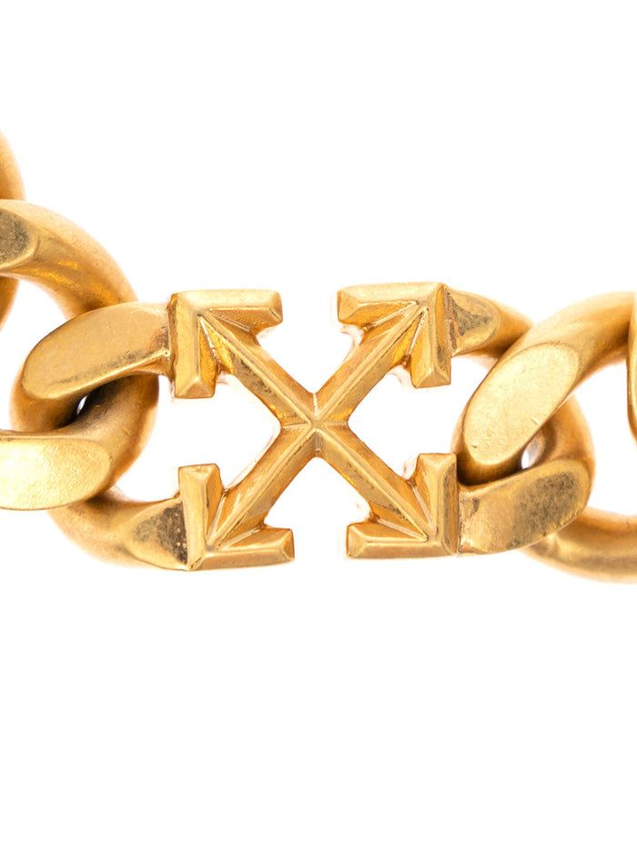 Off White Womans Gold Metal Arrown Chain Bracelet Metallic