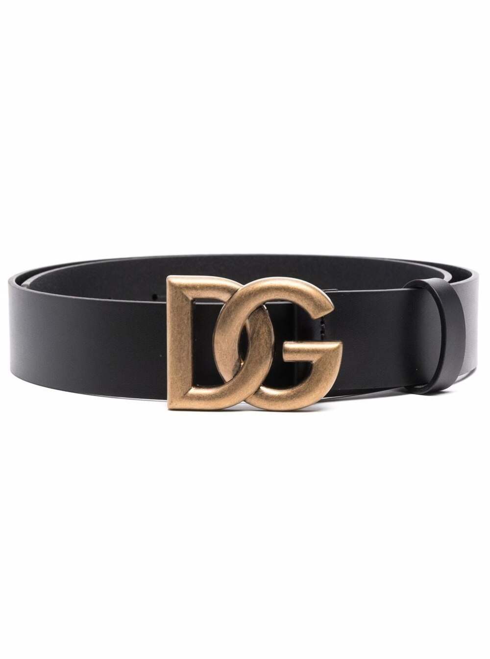 dolce & Gabbana Mans Black Leather Belt With Dg Metal Buckle Calf