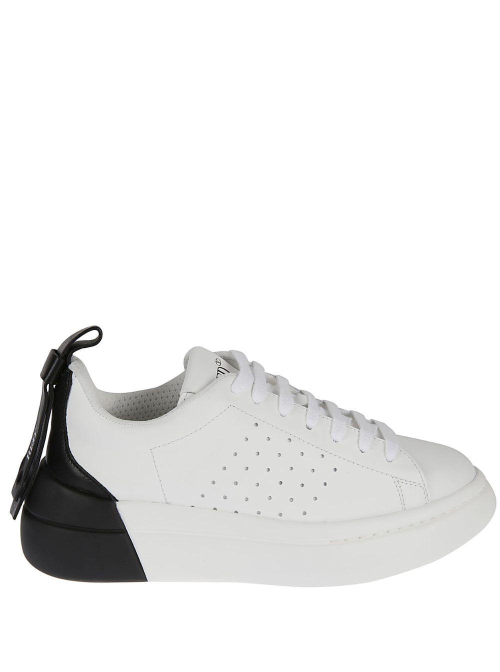 Red V Womans Bicolor Leather Sneakes With Bow White Calf Sneaker