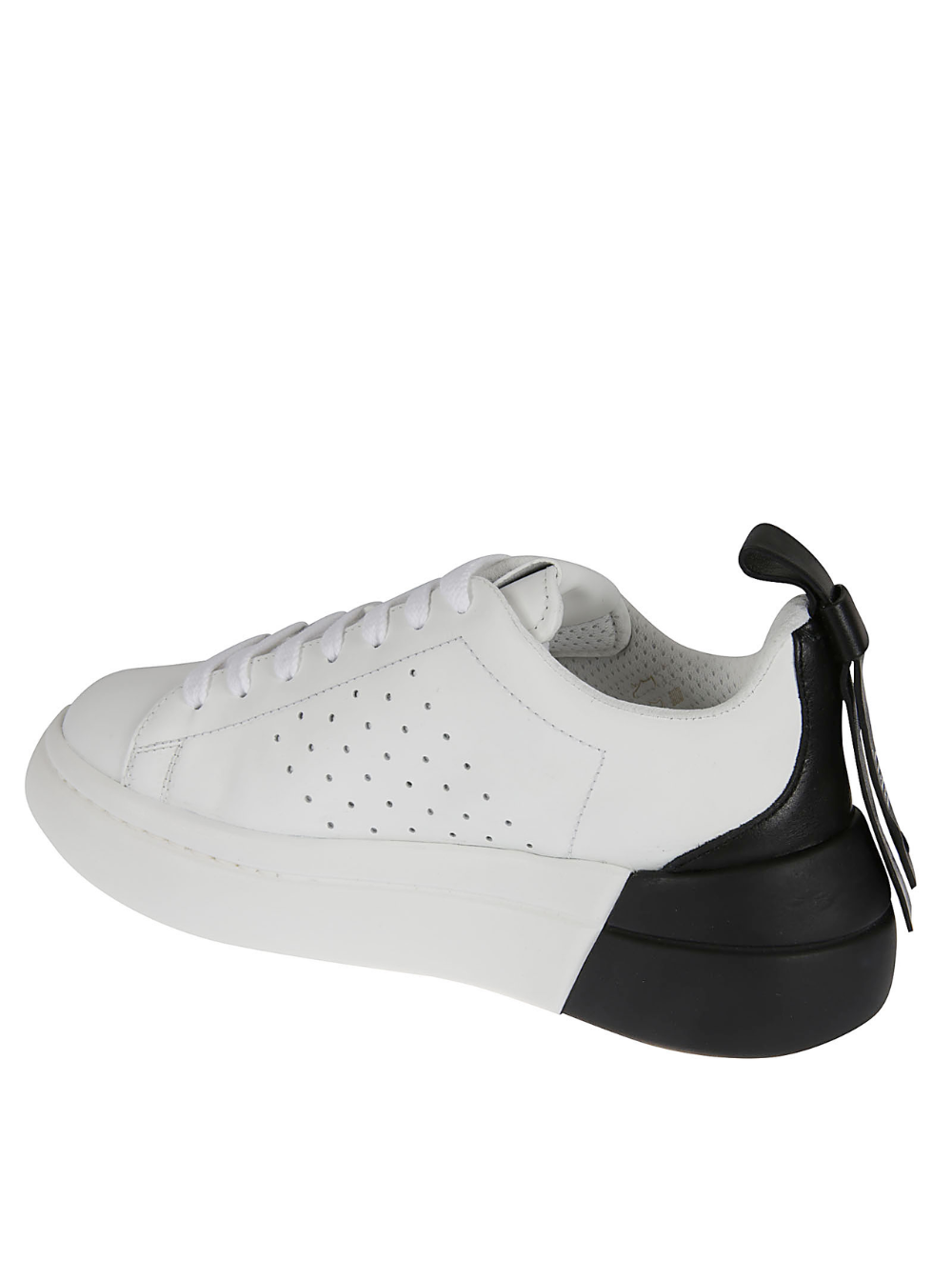 Red V Womans Bicolor Leather Sneakes With Bow White Calf Sneaker