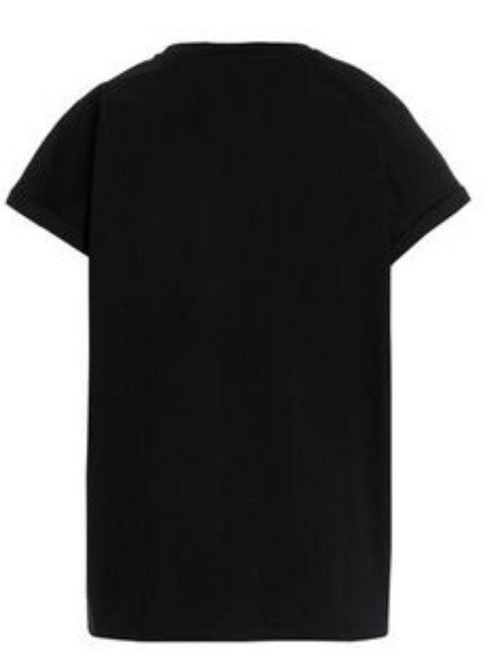 Balmain Womans Black Cotton T-Shirt With Studded Logo Tshirts And Polo Shirts