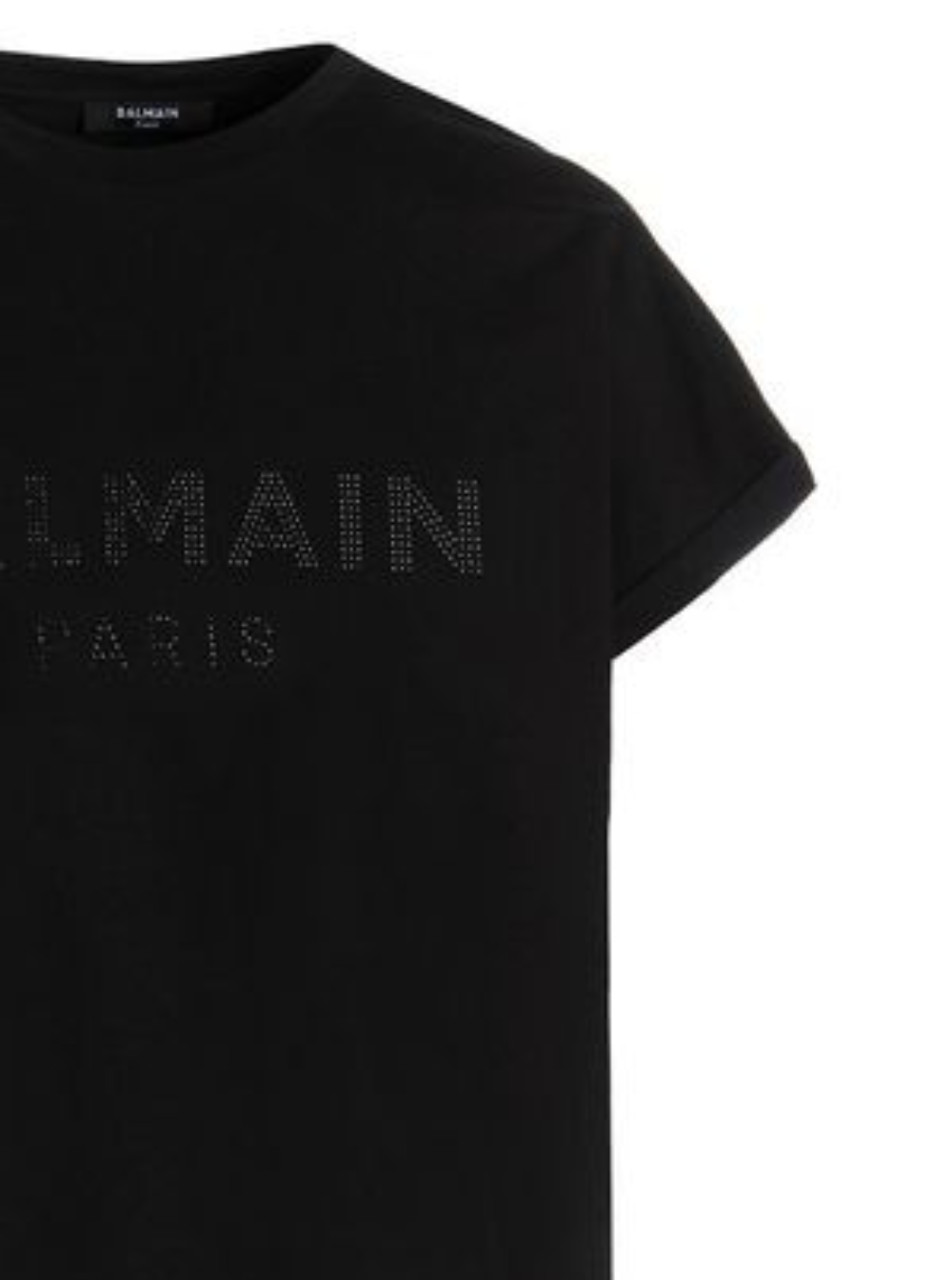Balmain Womans Black Cotton T-Shirt With Studded Logo Tshirts And Polo Shirts