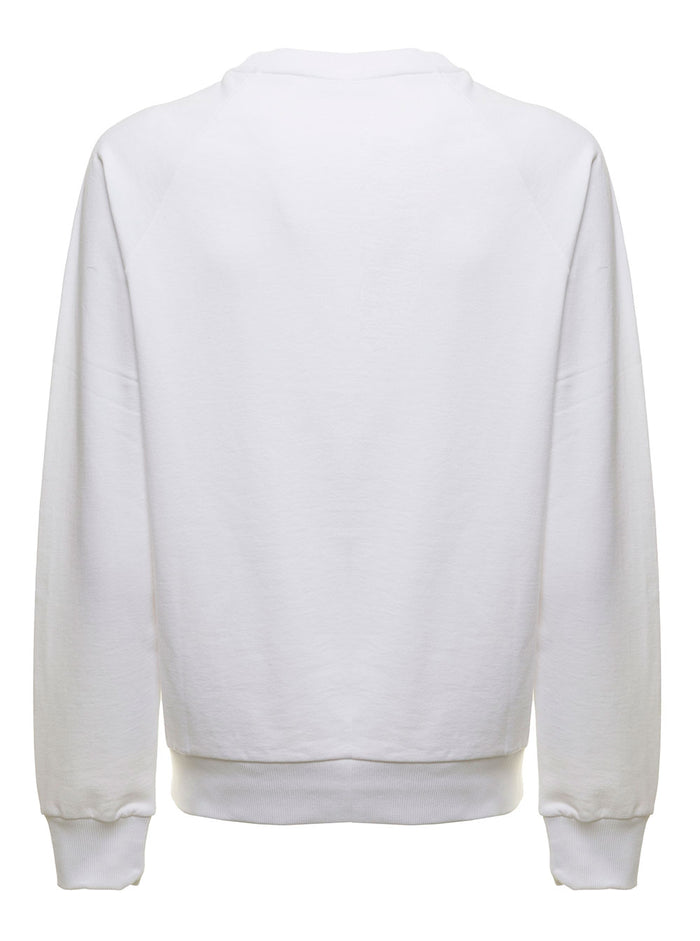 Balmain Mans White Cotton Sweatshirt With Logo Print Sweatshirts