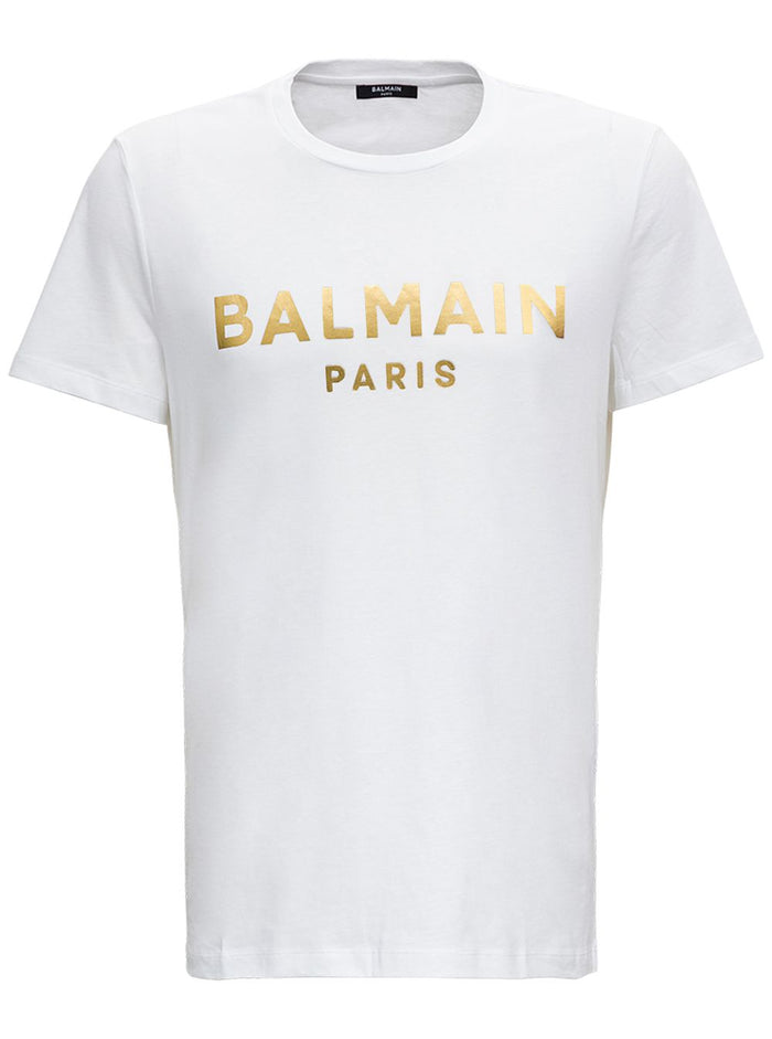 Laminated Logo Tee White Jersey Cotton Tshirts And Polo Shirts
