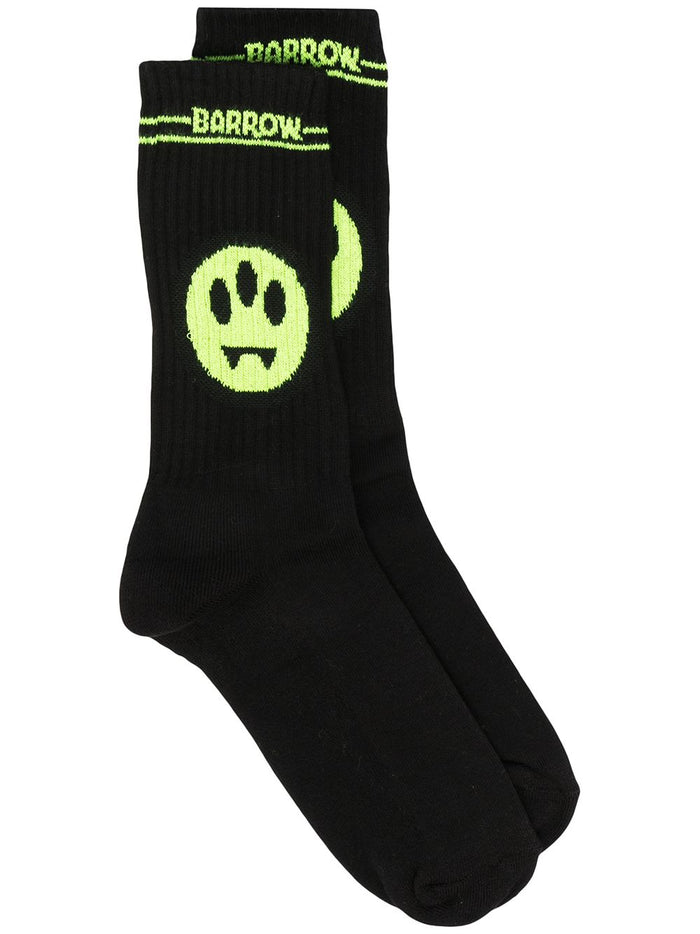Cotton Socks With Smile Print Black Polyamide Elastane Underwear