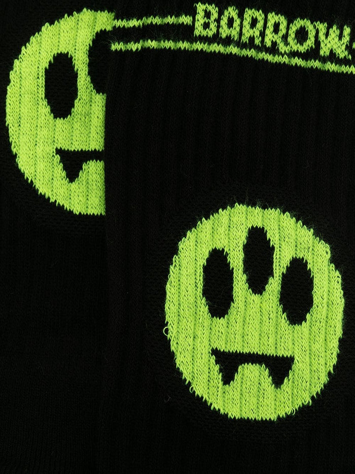 Cotton Socks With Smile Print Black Polyamide Elastane Underwear