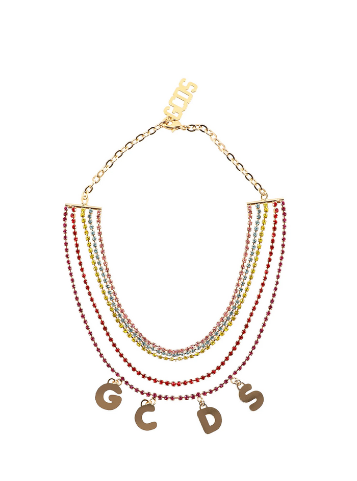 Gcds Womans Rainbow Cute Brass Necklace With Crystals And Logo Necklaces