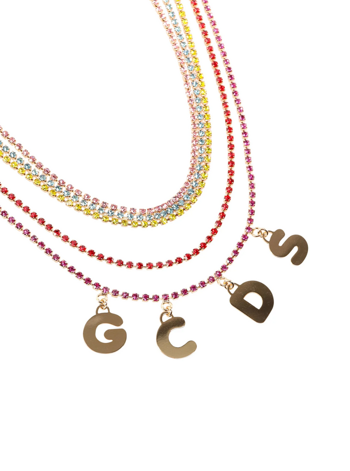 Gcds Womans Rainbow Cute Brass Necklace With Crystals And Logo Necklaces
