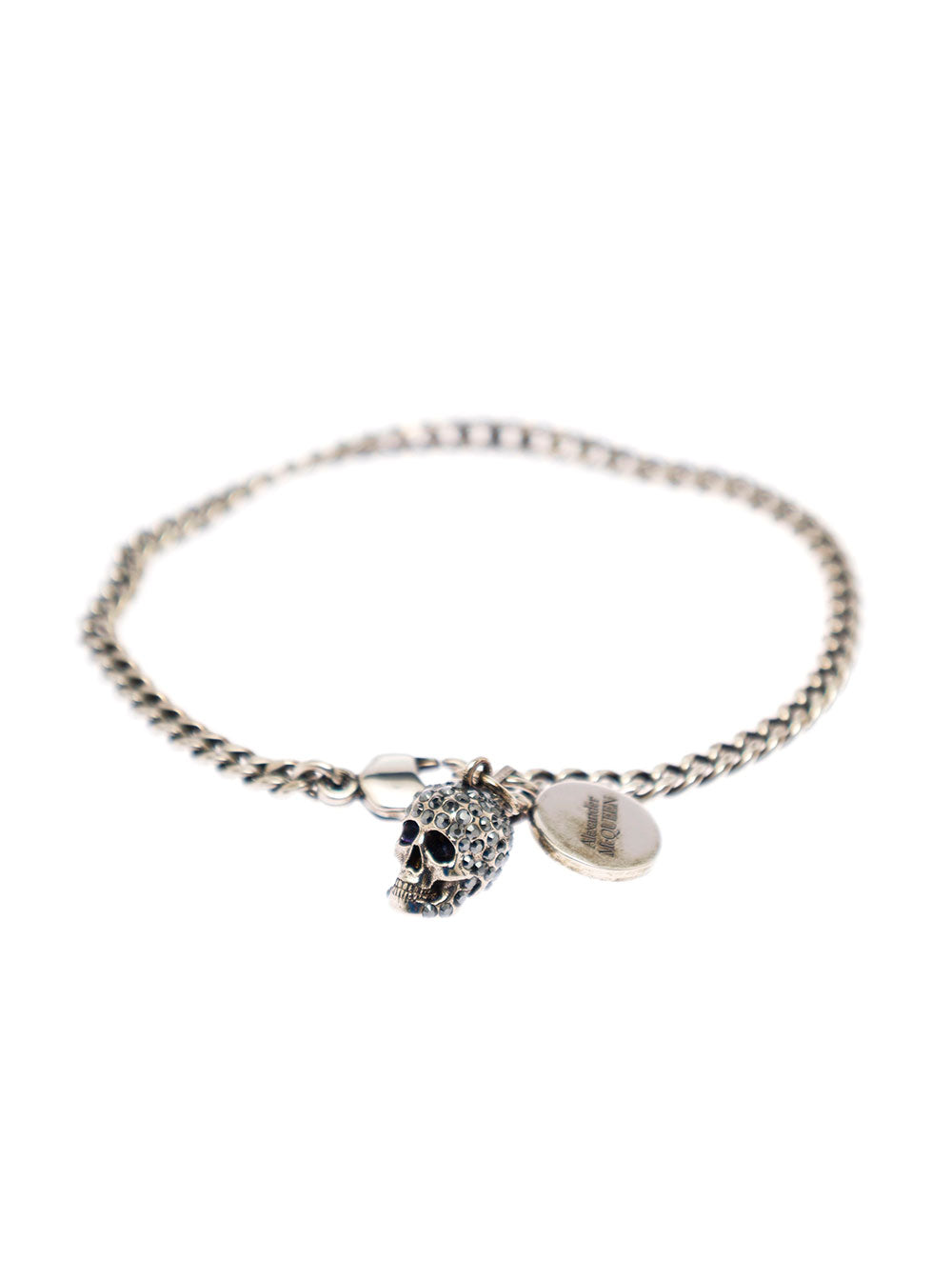 Alexander Mcqueen Womans Pave Skull Brass Bracelet Metallic