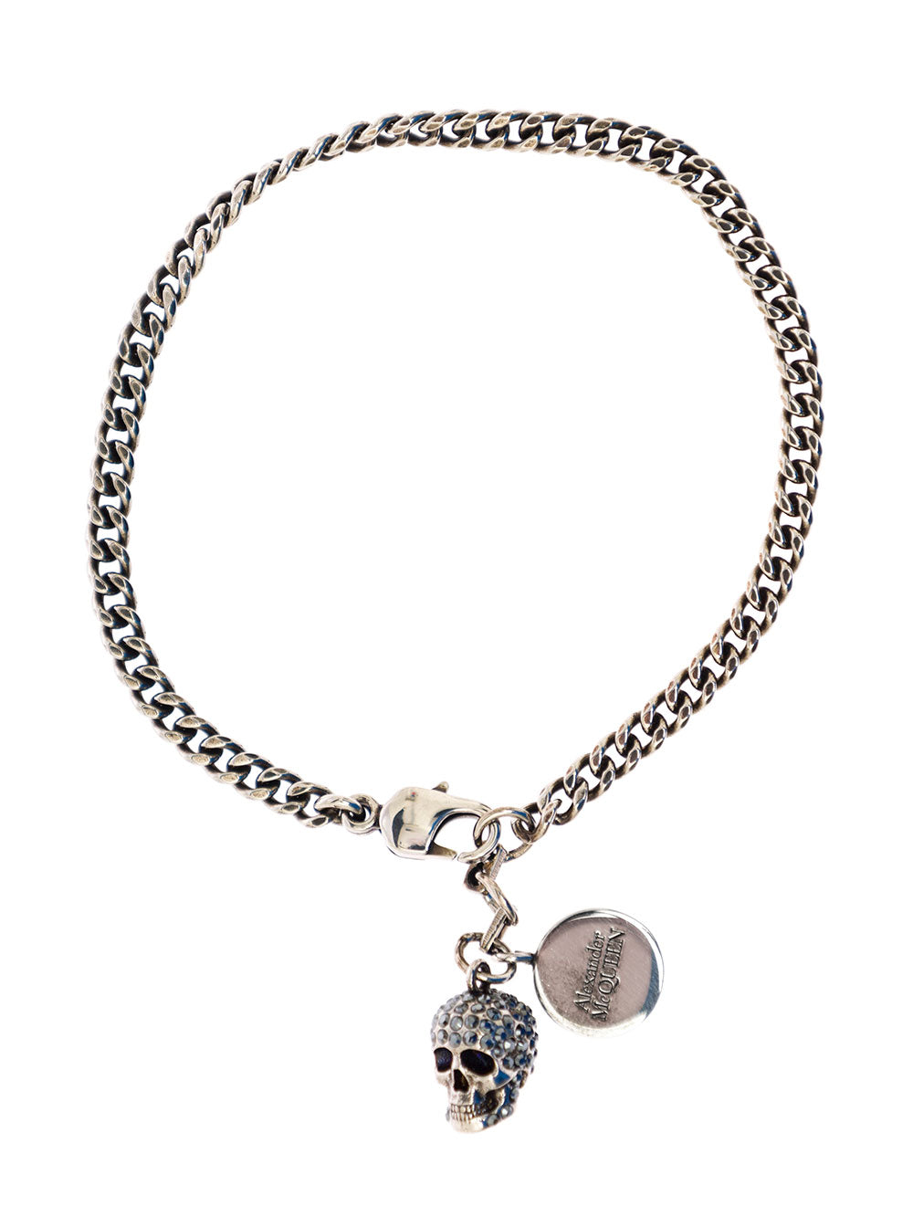 Alexander Mcqueen Womans Pave Skull Brass Bracelet Metallic